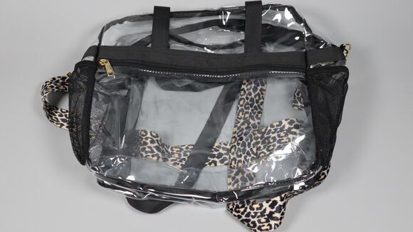 Paxiland Handbags - Paxiland Clear Stadium Tote Bag 12x6x12 Transparent PVC Bag with Leopard Strap